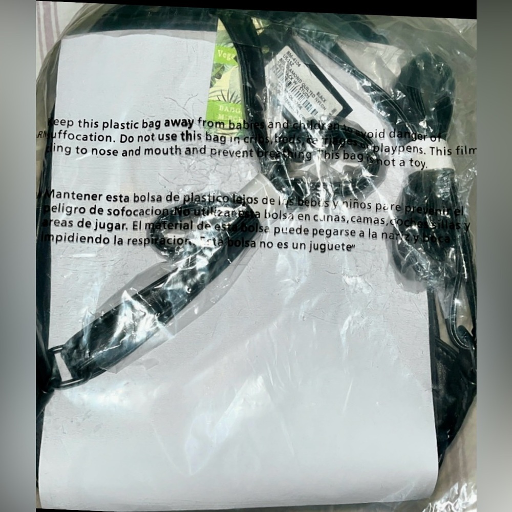 Badgley Mischka BNWT Big Diamond Quilted Nylon Tweed Backpack in packaging - Picture 7 of 8